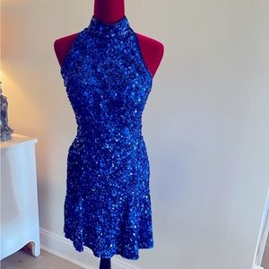 Electric royal blue all over sequin cocktail or prom dress by Sherri Hill